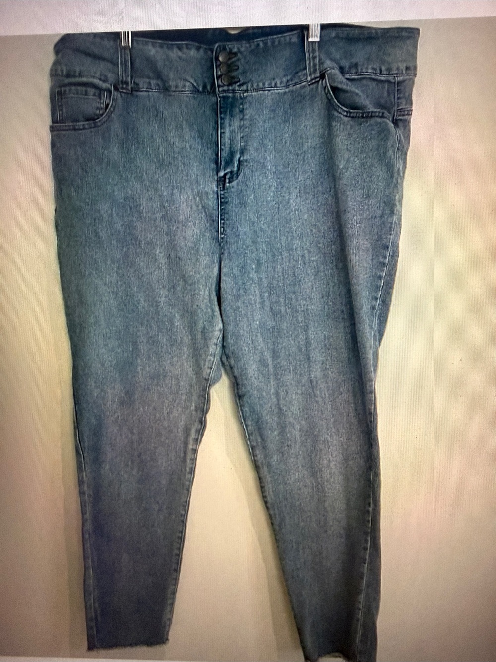 George Women High Rise Raw Hem Blue Denim Jeans Plus Size 24W